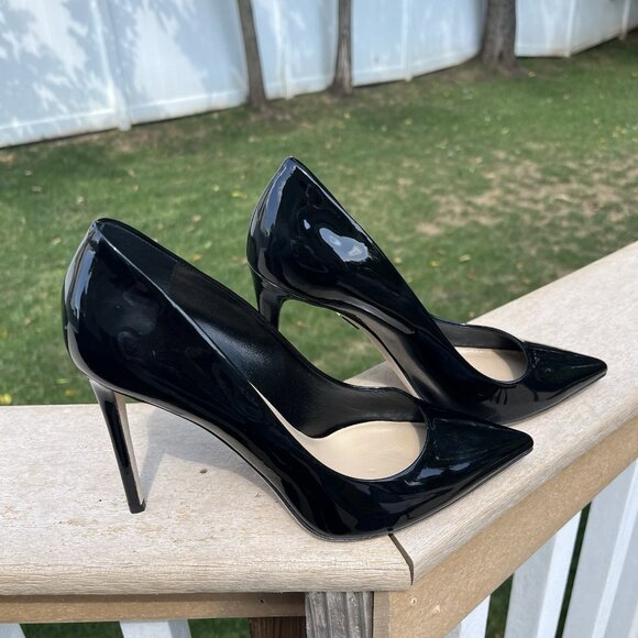 Tamara Mellon Black Patent Leather Pointy Toe 4” Stiletto Heels - Picture 3 of 6